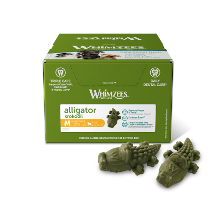 WHIMZEES Tuggben Alligator, 30 g, M, display med 75 st