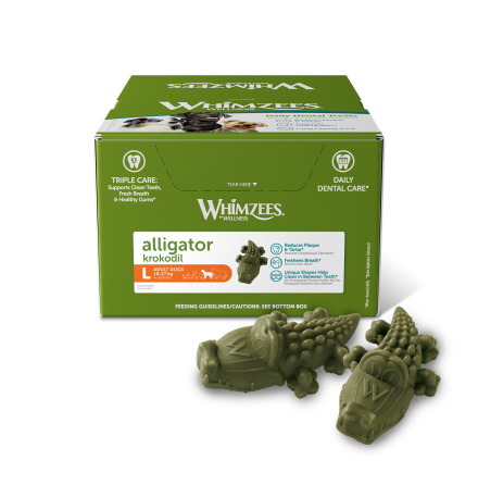 WHIMZEES Tuggben Alligator, 60 g, L, display med 30 st