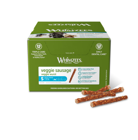 WHIMZEES Tuggben Veggie Sausage, 15 g, S, display med 150 st