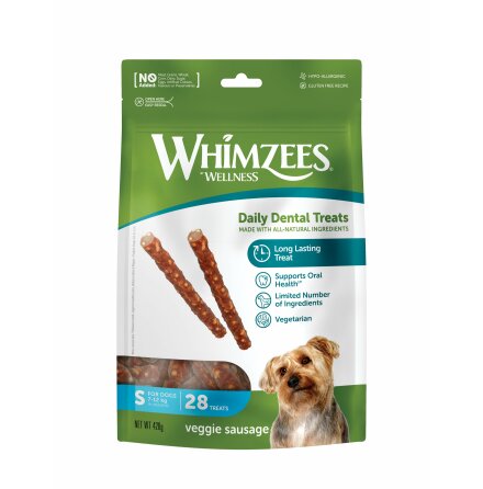 WHIMZEES Tuggben Veggie Sausage, 420 g, S, pse med 28 st