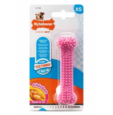 Nylabone Puppy Teething Dental Chew, pink, XS, NPP90