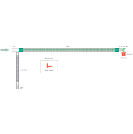 Narkosslang Duoflow, andningssystem, elbow, 22mm >1.8m 1st