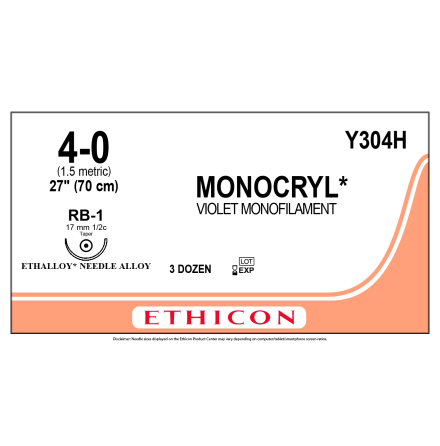 Monocryl 4/0, RB-1 17 mm lila 70 cm Y304H