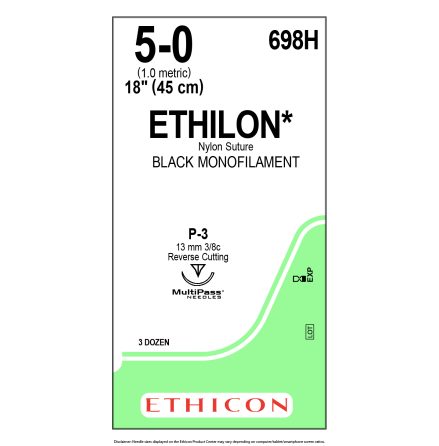 Ethilon 5/0 P-3 45cm 698H Svart trd