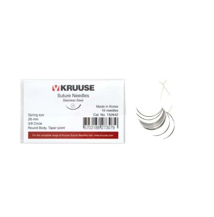 KRUUSE suturn�l, Spring eye, 3/8 circle, 28 mm, TP, 10 st