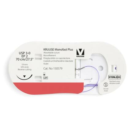 KRUUSE Monofast Plus Suture, USP 3-0/EP 2, 70 cm,violet,12st