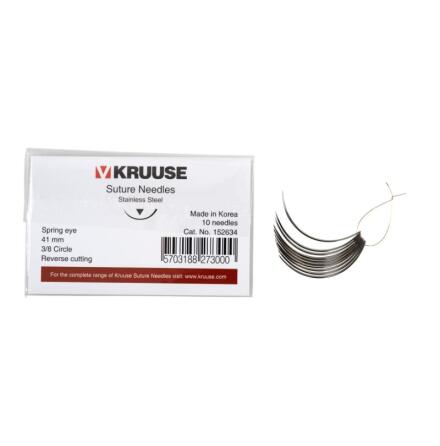 KRUUSE suturn�l, Spring eye, 3/8 circle, RC, 41mm,10st