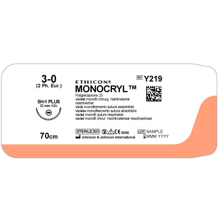 Monocryl 3/0 SH-1 Plus 70cm Y219H