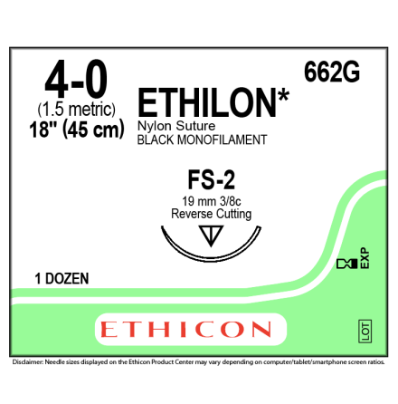 Ethilon 4/0 FS-2 45cm Grn G662G /12