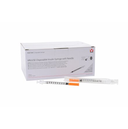 KRUUSE Insulinspruta,1 ml, med fast kanyl 0,33 x 12 mm/100