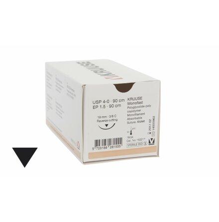 KRUUSE Monofast sutur, USP 4-0, 90 cm, 19 mm nål, 3/8 C, RC,