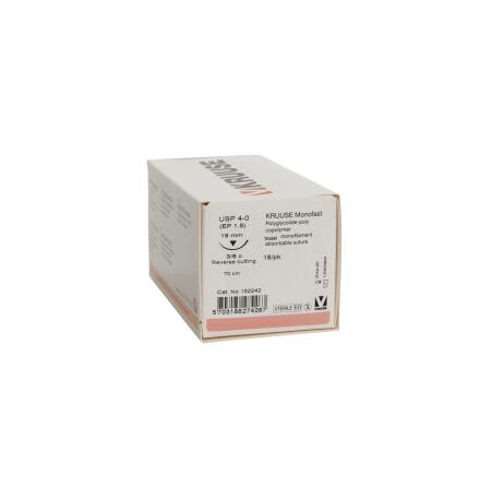 KRUUSE Monofast sutur, USP 4-0, 70 cm, 19 mm nål, 3/8 C, RC,