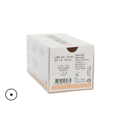 KRUUSE Monofast sutur, USP 4-0, 70 cm, 17 mm nål UTGÅR!