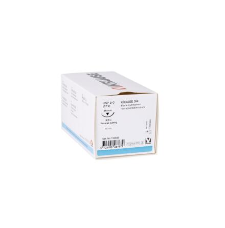 KRUUSE Silk sutur, USP 3-0, 70cm, 26mm nl, 3/8 C, RC, 18st