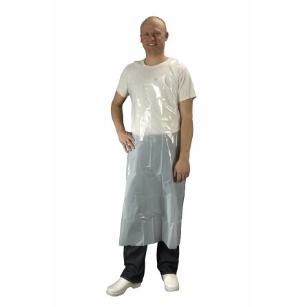 KRUTEX Engångsförkläde, vit plast, 140 cm, 150 st
