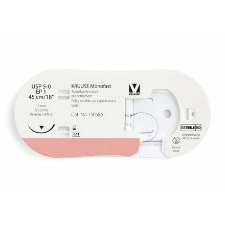 KRUUSE Monofast Sutur, USP 5-0/EP 1, 45 cm, violet, 12st