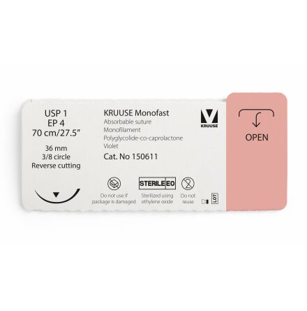 KRUUSE Monofast Sutur, USP 1/EP 4, 70 cm, violet, 12st