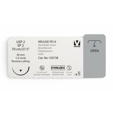 KRUUSE PD-X Sutur, USP 2/EP 5, 70 cm, violet, 12st