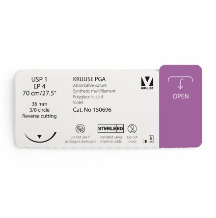 KRUUSE PGA Sutur, USP 1/EP 4, 70 cm/27.5", violet, 12st