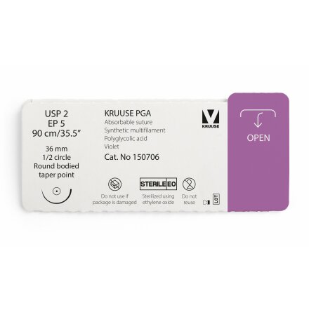 KRUUSE PGA Sutur, USP 2/EP 5, 90 cm/35.5", violet, 12st