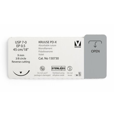 KRUUSE PD-X Sutur, USP 7-0/EP 0.5, 45 cm/18", violet, 12st