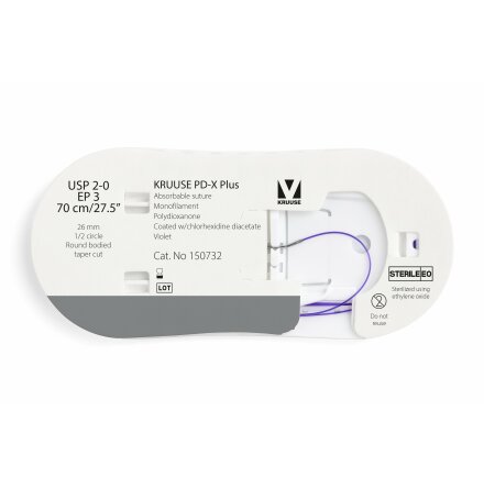 KRUUSE PD-X Plus Sutur, USP 2-0/EP 3, 70 cm, violet, 12st
