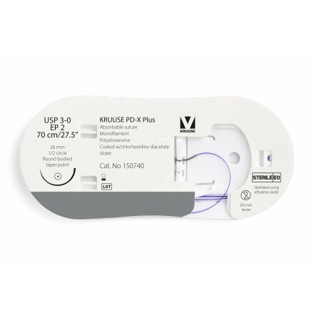 KRUUSE PD-X Plus Sutur, USP 3-0/EP 2, 70 cm, violet, 12st