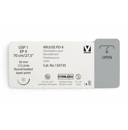 KRUUSE PD-X Sutur, USP 1/EP 4, 70 cm, violet, 12st